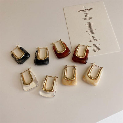 Trendy Transparent Earrings  Geometric Metal Acrylic Earrings Jewelry-JW01442-Veeddydropshipping