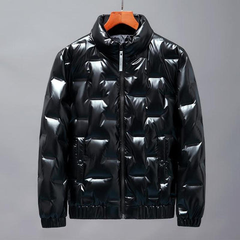Fashion Black Silver Gold Glossy Thick Winter Hooded-MF01189-Veeddydropshipping