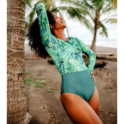 2022 New Sexy One Piece Swimsuit Push Up Swimwear Women Monokini Long Sleeves -OS00089-Veeddydropshipping