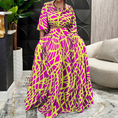 Women Half Sleeve Sets African Suit-WF01531-Veeddydropshipping
