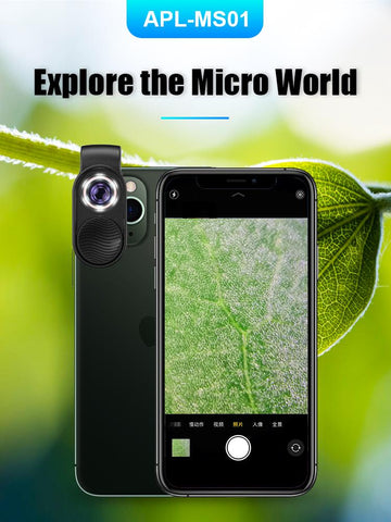 100X Mobile Phone Microscope Lens LED Light Pocket Mini Magnifying Glass Microscopes With-PA00656-Veeddydropshipping