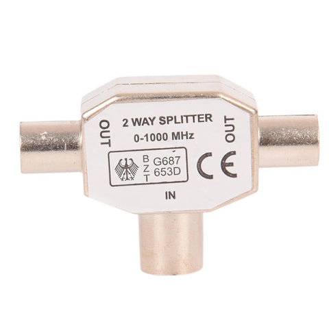 2 Way TV Aerial Coaxial Splitter Coax Metal Signal T Adapter Combiner 2 Male -CE00933-Veeddydropshipping