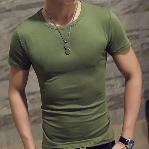 Men's Summer O-Neck Casual T-shirt Collar White Regular Men's T-shirt Short Sleeve-Veeddydropshipping