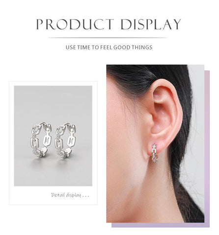 Chain Shape 925 Sterling Silver Earrings For Woment Wedding Jewelry-JW00064-Veeddydropshipping