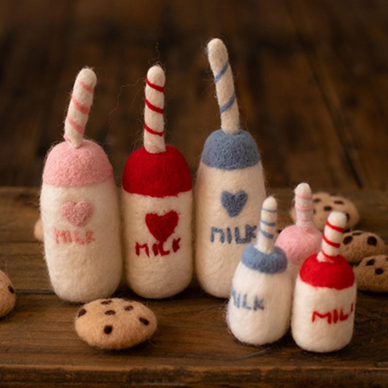 DIY Baby Wool Felt Milk Bottle+Cookies Decorations Newborn Photography-TB00777-Veeddydropshipping