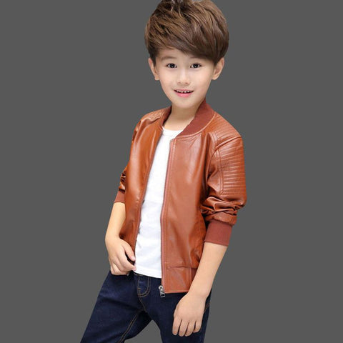 Boys Coats Autumn Winter Fashion Korean Leather Jacket-Veeddydropshipping