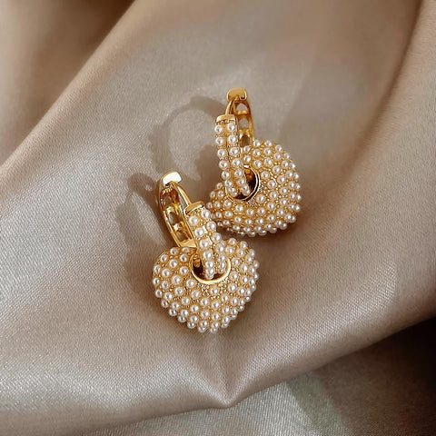Style Sweet Pearl Peach Heart Love Dangle Earrings -JW00160-Veeddydropshipping