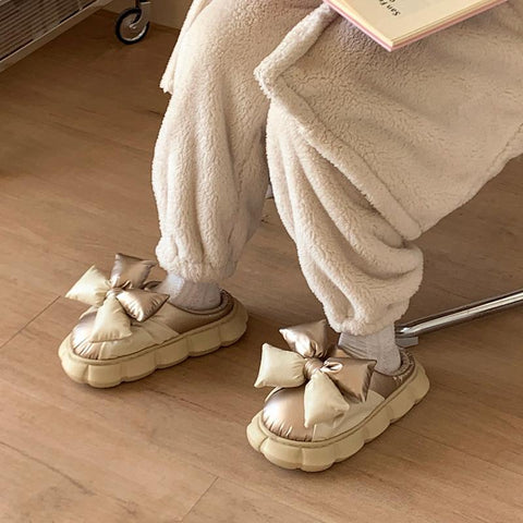 Platform Shoes Big Bowtie Thick Sole Home Slippers-BS01159-Veeddydropshipping