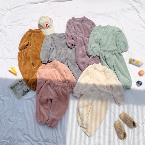 Baby Boy Girls Pajamas Casual Flannel Long Sleeve Sleepwear-TB01080-Veeddydropshipping
