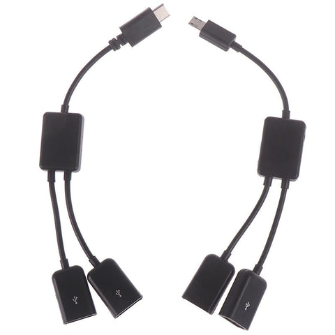 Micro USB / Type C to 2 OTG Dual Port HUB Cable Y Splitter -CE00040-Veeddydropshipping