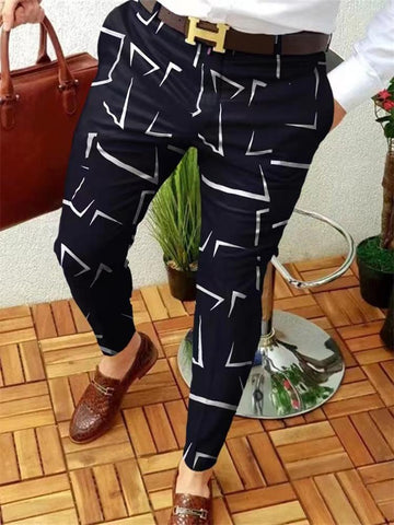 Suit Pants Zipper Retro Striped Plaid Print Straight-MF00400-Veeddydropshipping