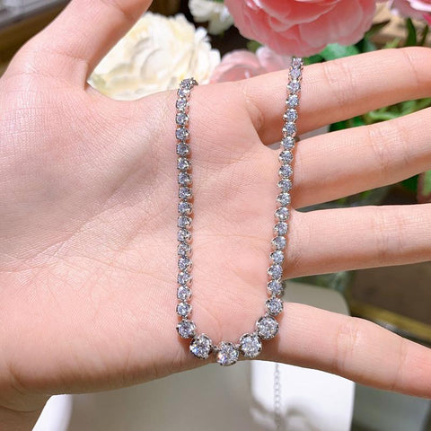 100% 925 Sterling Silverr Moissanite Tennis Necklac-JW00101-Veeddydropshipping