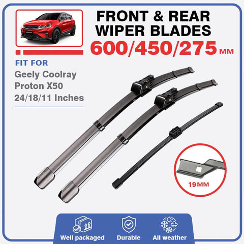 Front Rear Wiper Blades Set For Geely Coolray Proton X50 2018 2019-AM00202-Veeddydropshipping