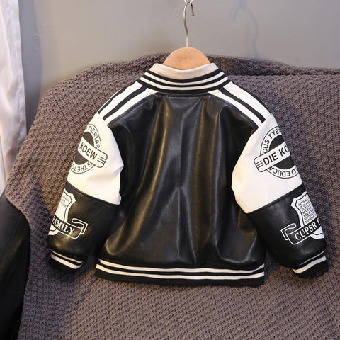 Baby Boys Letter Print Baseball Coat Stripes Collar-Veeddydropshipping