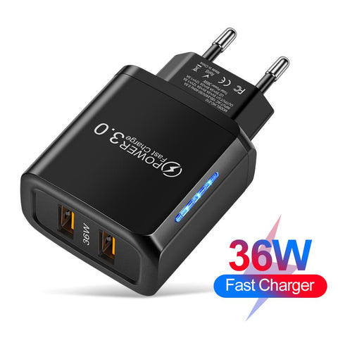 18W Dual USB Charger Cell Phone Fast Charge Mobile Phone Charger Plug-PA00385-Veeddydropshipping