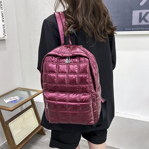 Women's Backpack Quilted Plaid Female School Backpacks-BS00016-Veeddydropshipping
