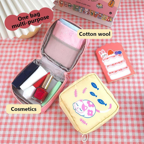 Women Small Cosmetic Bag Set Zipper Girls Mini Sanitary Napkins Makeup Lipstick Bags-PA00918-Veeddydropshipping