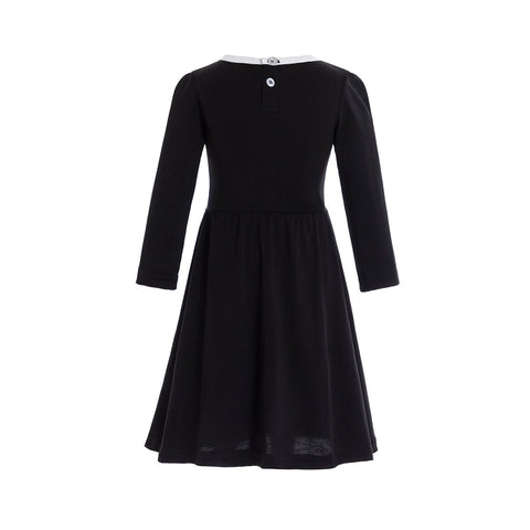 Halloween costume, Gothic costume, Wednesday dress, black dress white collar-TB00852-Veeddydropshipping