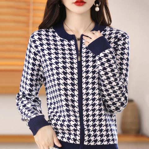 women cashmere cardigan knitted jacket-Veeddydropshipping