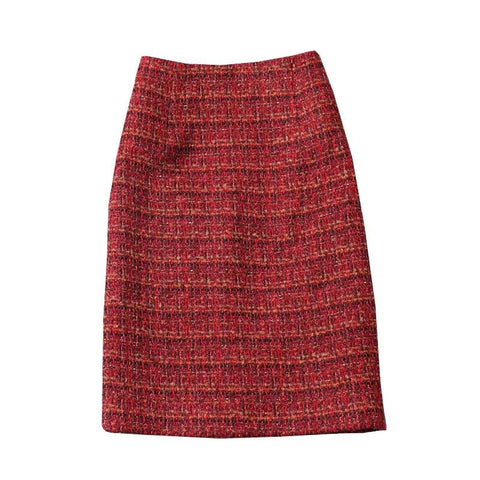 Vintage High Waisted Plaid Woolen Skirts Womens-WF00484-Veeddydropshipping