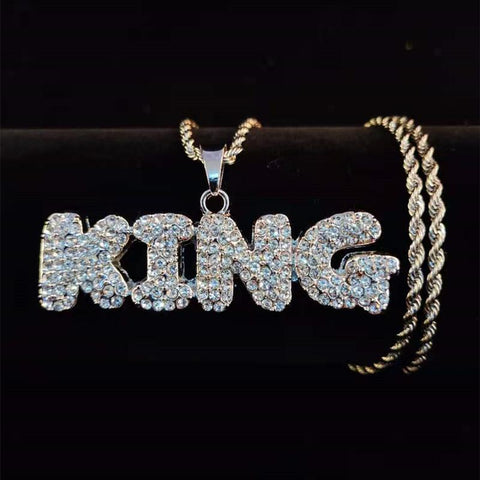 Letter Pendant Necklace Bling Bling HipHop Necklaces Fashion Jewelry -JW00248-Veeddydropshipping