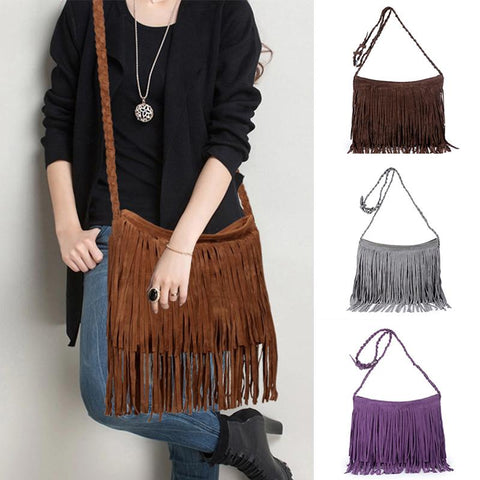 Shoulder Bag with Knitting Strap Soft Ethnic Style PU Messenger-BS00152-Veeddydropshipping