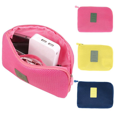 Travel Zipper Cosmetic Bag Women Casual USB Data Cable Headset Earphone Solid-PA00912-Veeddydropshipping