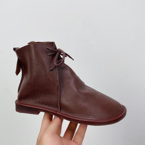 Shoes For Women Short Boots Lace Up Flat Sole Soft-BS01051-Veeddydropshipping