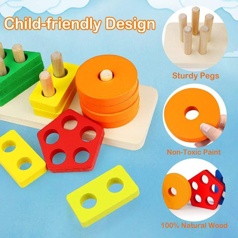 Montessori Four-post Geometric Modeling Building Blocks Kids educational Toys-TB01498-Veeddydropshipping