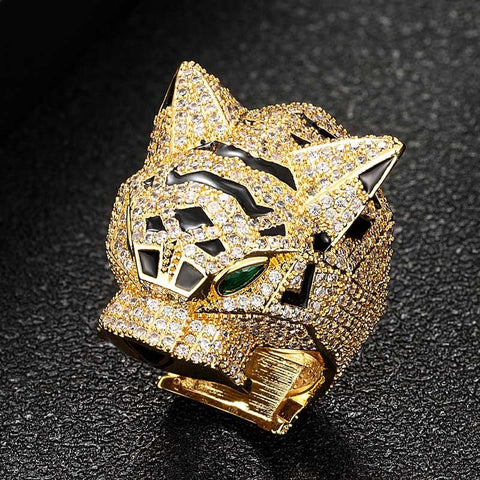 jewelry Silver plated color leopard animal finger rings -JW00394-Veeddydropshipping