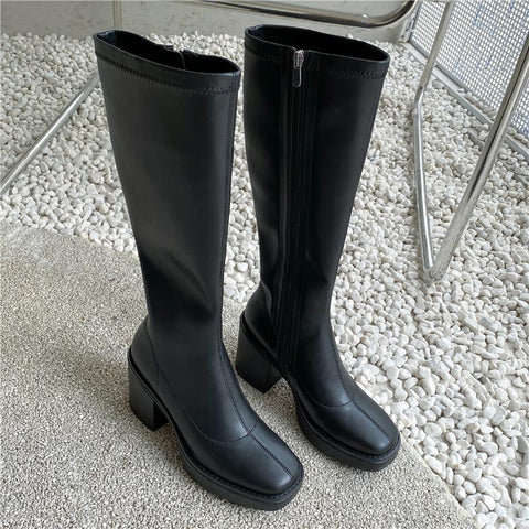 Heels Elegant Knee High Boots Autumn Ladies-BS01057-Veeddydropshipping