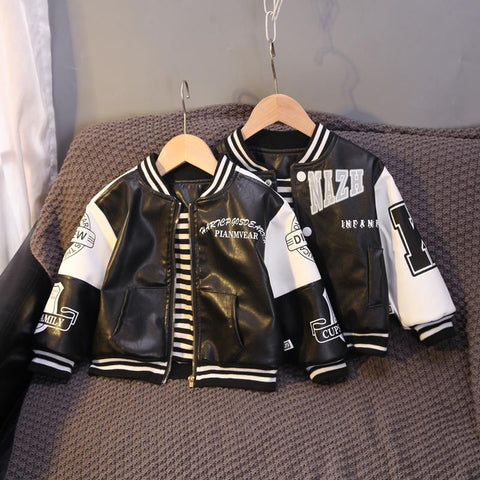 Baby Boys Letter Print Baseball Coat Stripes Collar-Veeddydropshipping