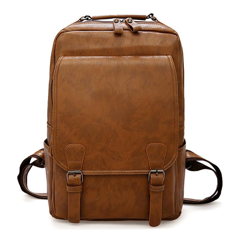 Casual Fashion Bags For Men Retro Zipper PU Leather Backpacks Male-BS00337-Veeddydropshipping