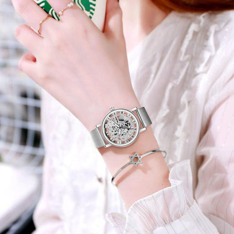 Mechanical Watch Ladies Metal Mesh Quartz Wrist Watches -JW00978-Veeddydropshipping
