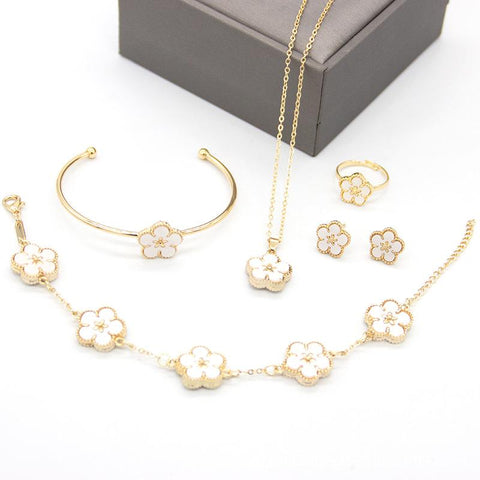 5pcs/Set Flower Pattern Designer Women Jewelry Set  -JW00336-Veeddydropshipping