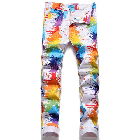 Spring Print Brand Jeans Men&#39;s Straight Moto-MF00559-Veeddydropshipping