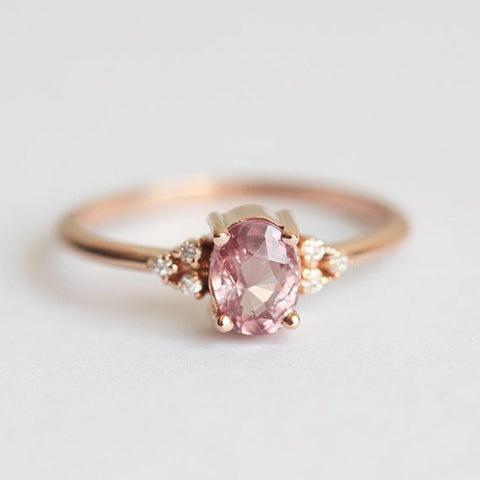 Romantic Pink  Cubic Zircon Stone Princess Rings -JW00017-Veeddydropshipping