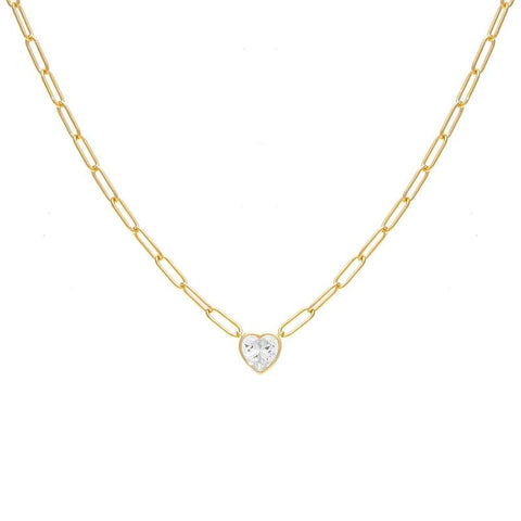 925 Sterling Zircon Heart Pendant Necklaces For Women-JW00077-Veeddydropshipping