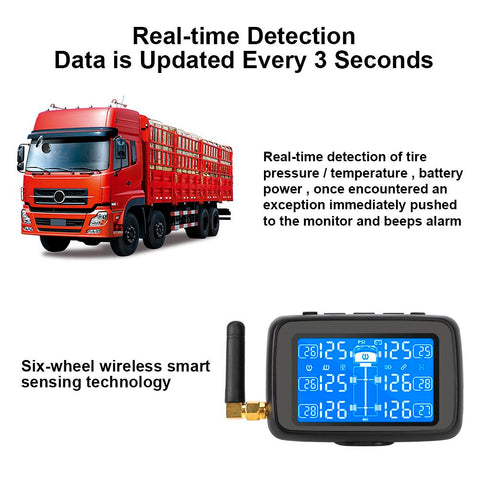 Digital LCD Display Replaceable Battery Auto Truck BUS TPMS with 6 External-AM00149-Veeddydropshipping