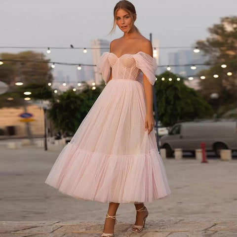 Sweetheart Off Shoulder Lace Prom Dresses-Veeddydropshipping