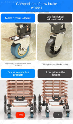 Multifunctional Stainless Steel Shopping Cart-HA01747-Veeddydropshipping