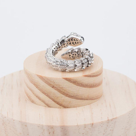 Snake Ring Adjustable Opening Winding Silver Color Zirconia Fashion   -JW00395-Veeddydropshipping