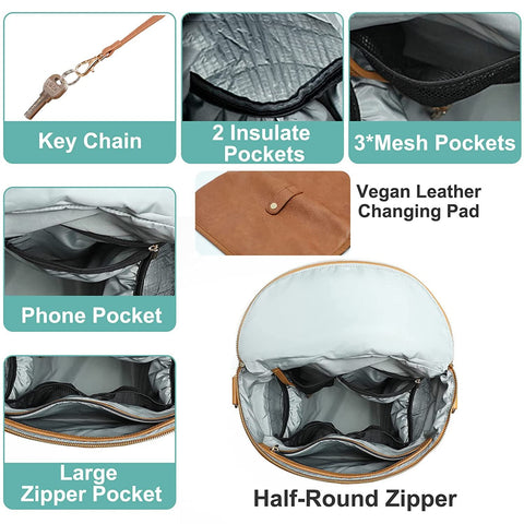2022 New Fashion Mommy Bag Pu Leather Diaper Backpack Bag-TB00256-Veeddydropshipping