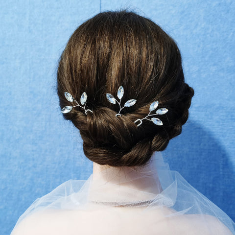 3PCS Women Crystal Hairpins Metal Barrette Clip Wedding -JW00534-Veeddydropshipping