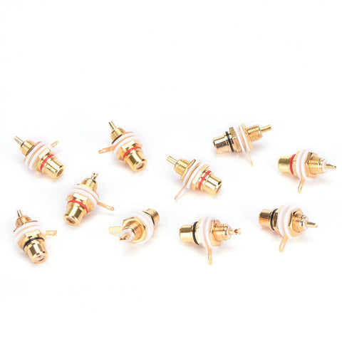 RCA Female Jack 10pcs Plated Rca Connector Gold Panel Mount Chassis Audio Socket Plug Bulkhead-CE00033-Veeddydropshipping