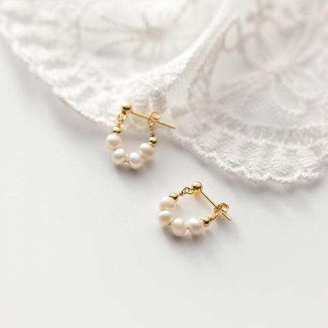 925 Sterling Silver Punk   Baroque Pearl Huggies Earrings -JW00186-Veeddydropshipping