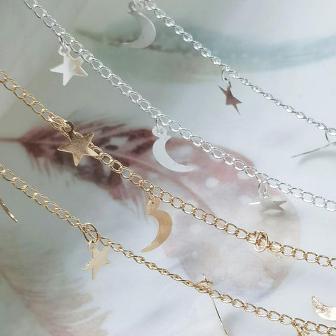 Star Moon Chains Necklace Chains for Bracelet  Findings  DIY-JW01635-Veeddydropshipping