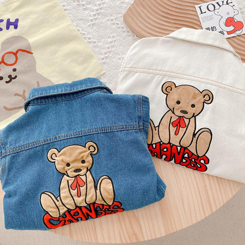 2022 Autumn New Children Bear Cardigan Denim Coat Baby Long Sleeve-TB01214-Veeddydropshipping