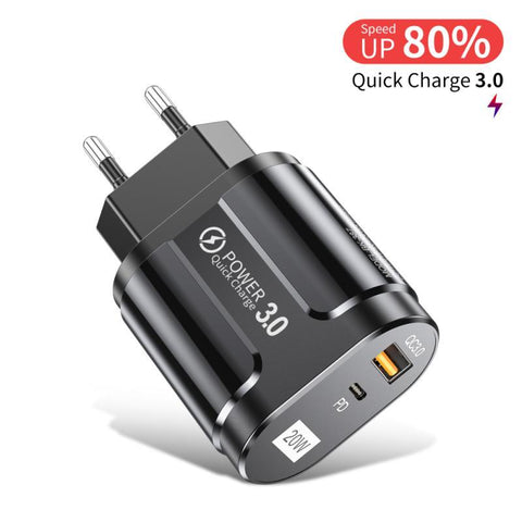USB Fast Charger 20W PD Fast Charging QC3.0 Mobile Phone Charger-PA00028-Veeddydropshipping