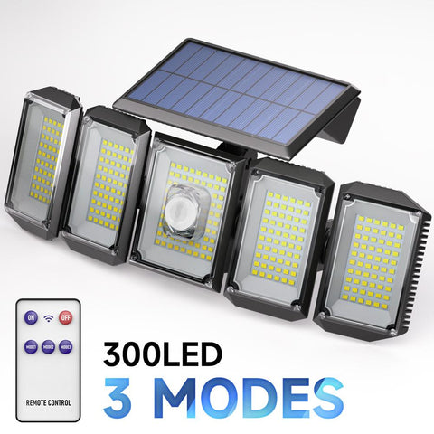 5 Heads Solar 300 LED Light Outdoor Motion Sensor Waterproof Wide-angle-TI00828-Veeddydropshipping